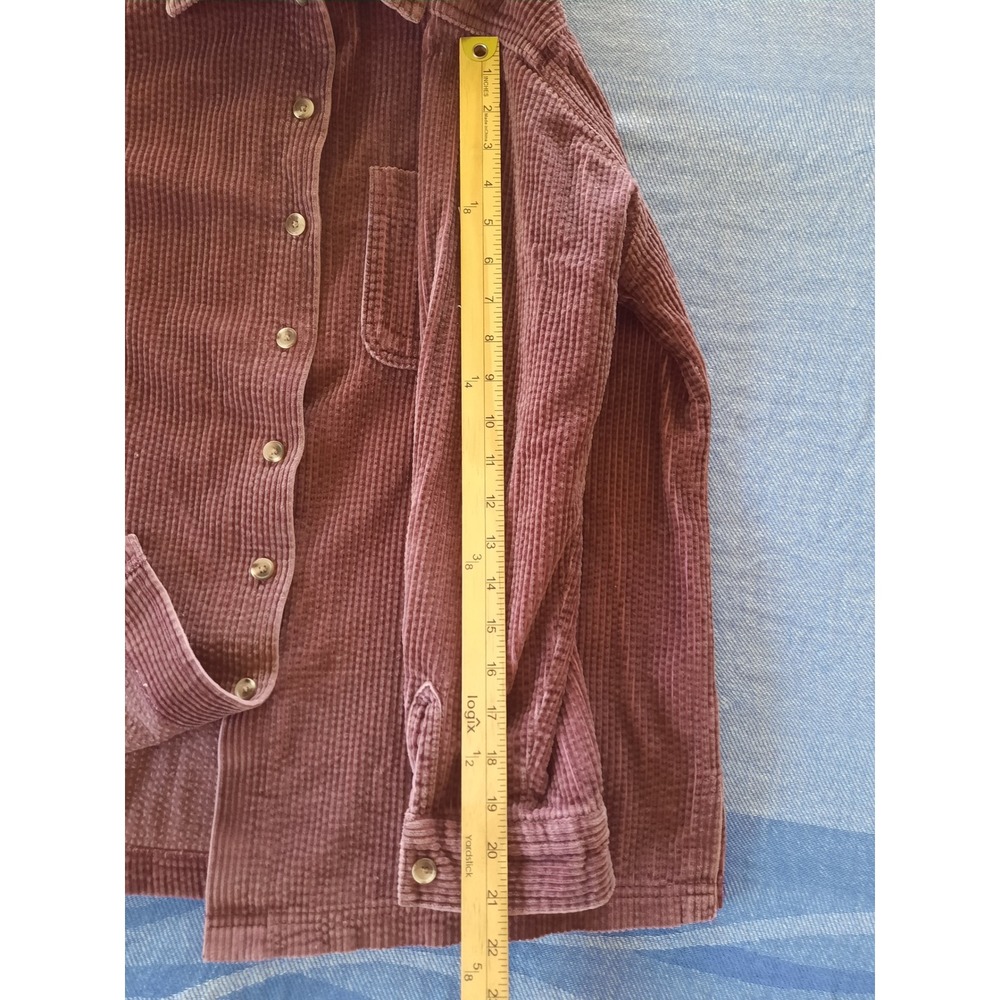 LL Bean Womens Medium Corduroy Pocket Button Down Shirt Plum Purple Cotton - Picture 6 of 9